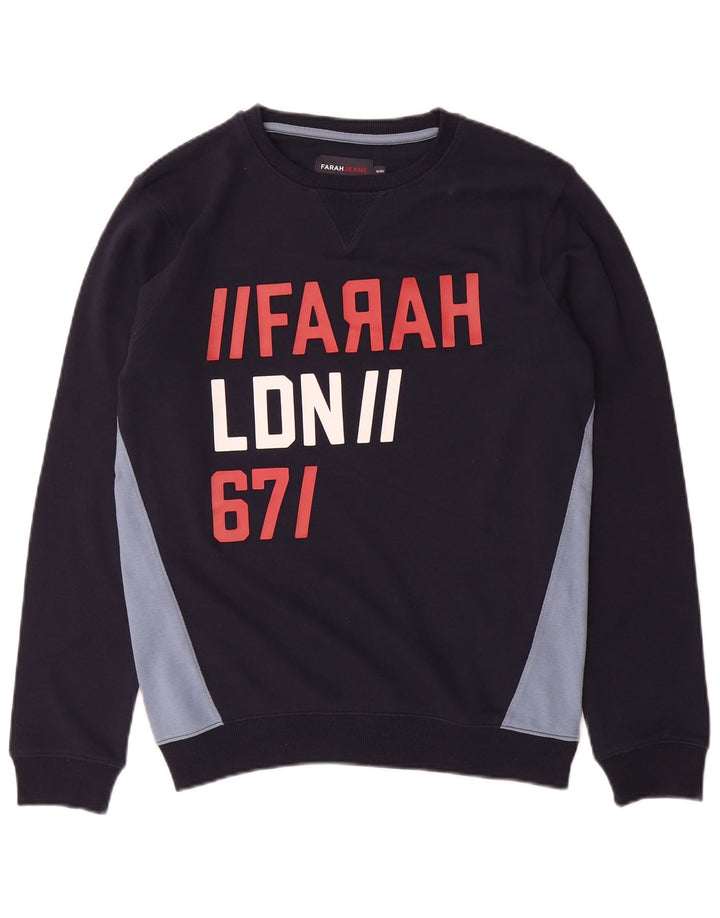 Farah Boys Graphic Moletom Jumper 14-15 Anos Azul Marinho Colorblock