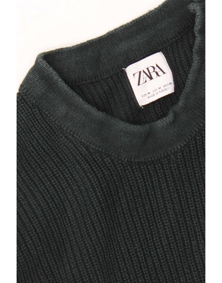 Zara Suéter masculino com gola redonda verde médio