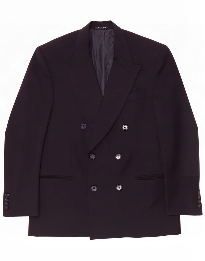 Paul & Shark Jaqueta blazer masculina com peito duplo Reino Unido 36 pequena lã azul marinho