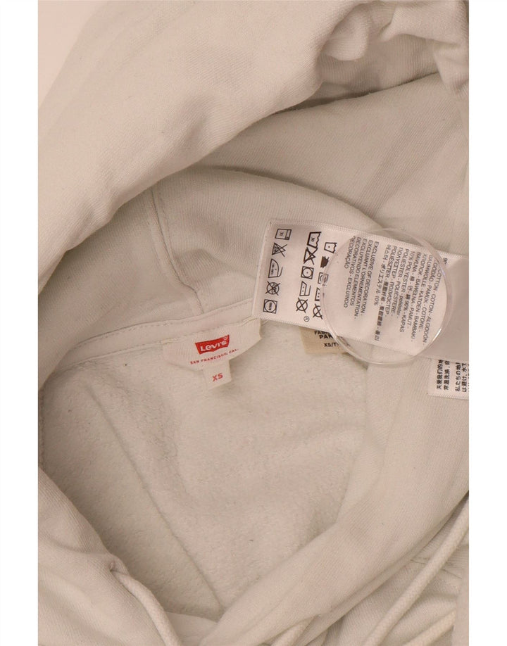 Suéter feminino com capuz gráfico oversized LEVI'S Reino Unido 6 XS algodão branco