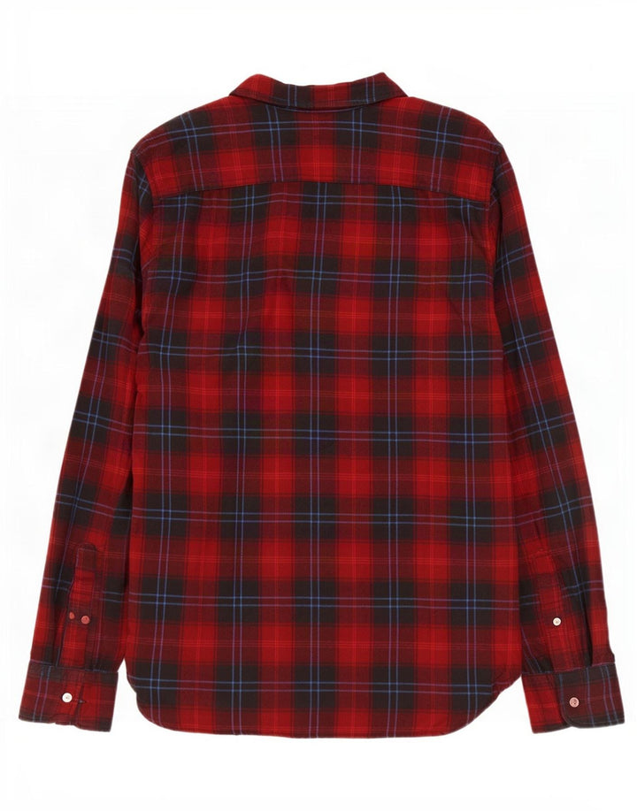Camisa masculina de flanela Levi's de algodão xadrez vermelho médio