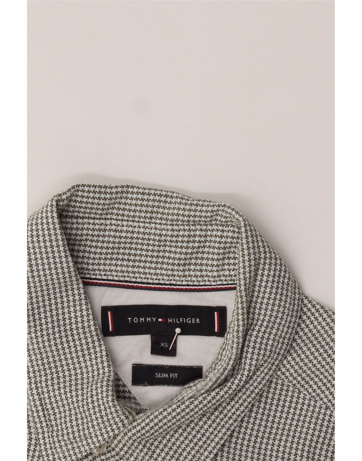 TOMMY HILFIGER Mens Slim Fit Shirt XS Grey Houndstooth Cotton Vintage Tommy Hilfiger and Second-Hand Tommy Hilfiger from Messina Hembry 