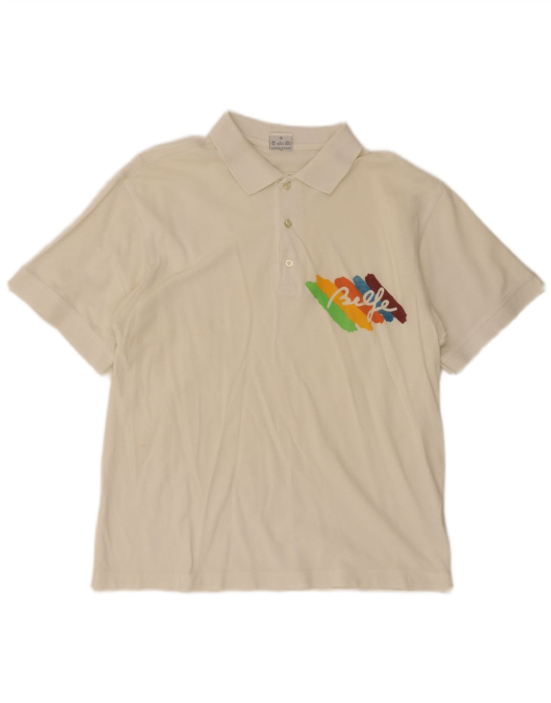 Camisa pólo gráfica masculina Belfe & Belfe Reino Unido 40 médio branco