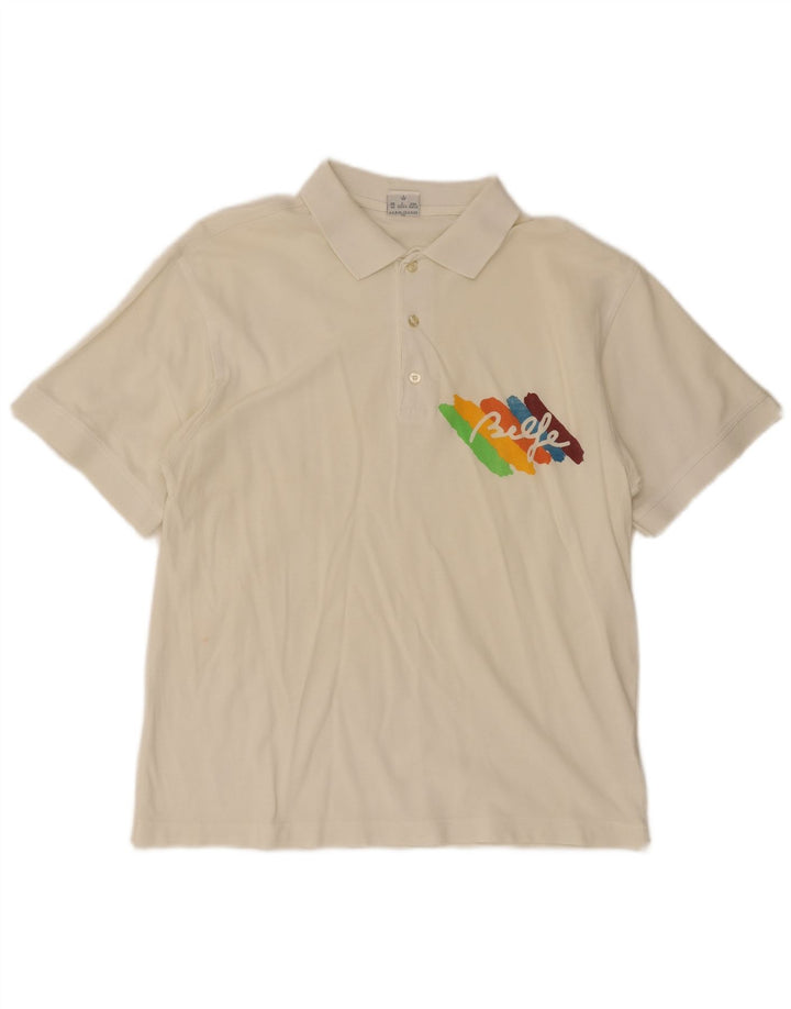 Camisa pólo gráfica masculina Belfe & Belfe Reino Unido 40 médio branco