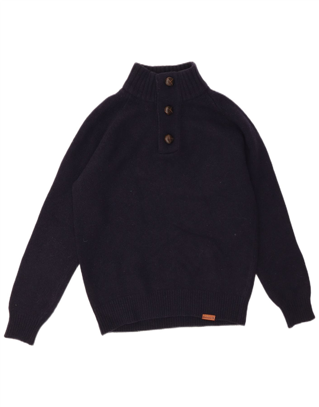 Suéter masculino BARBOUR com gola e botão pequeno azul marinho