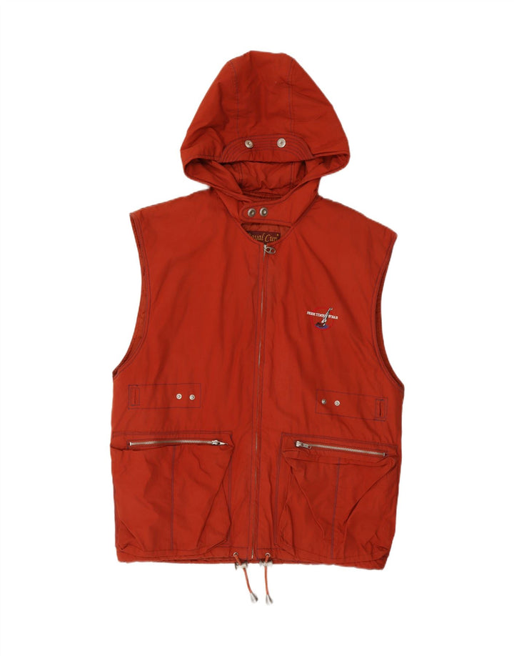 VINTAGE Mens Hooded Gilet UK 38 Medium Orange Cotton Vintage Vintage and Second-Hand Vintage from Messina Hembry 