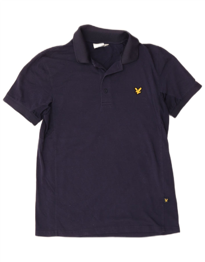 Camisa polo masculina Lyle & Scott pequena azul marinho algodão