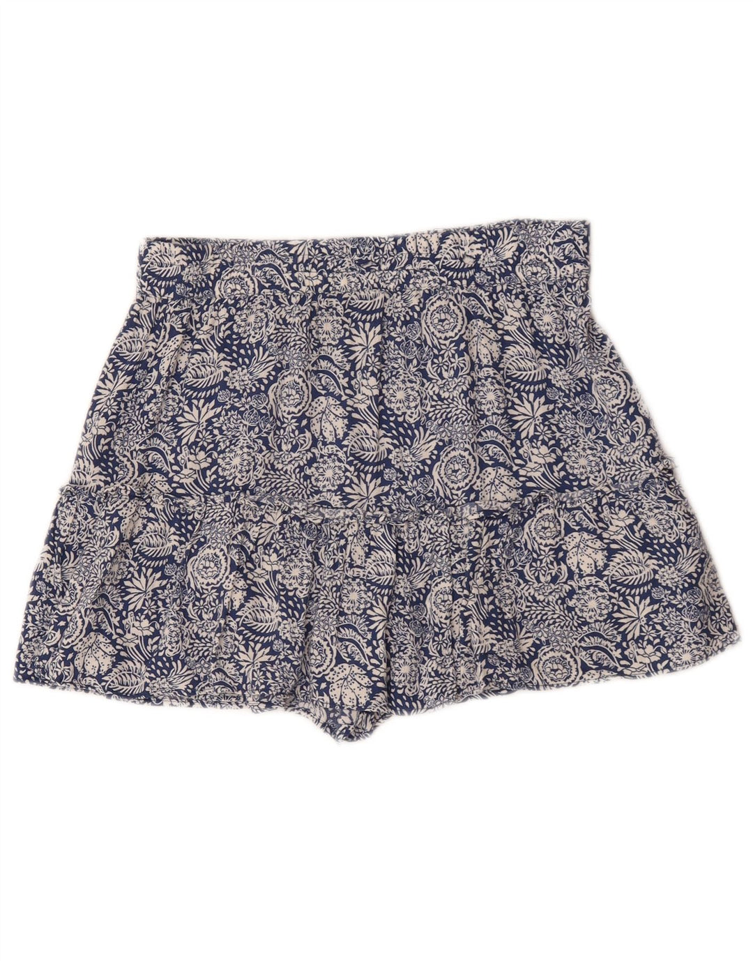 Zara Shorts feminino de cintura alta médio W28 azul floral