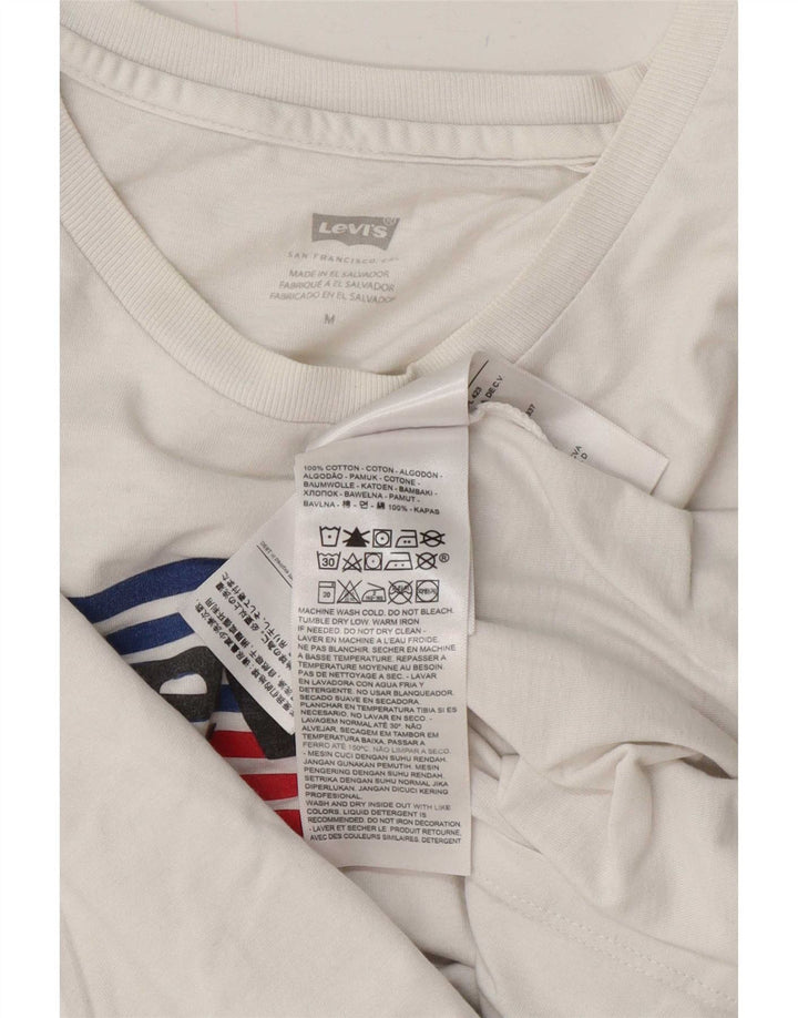 Camiseta feminina gráfica Levi's UK 14 algodão branco médio