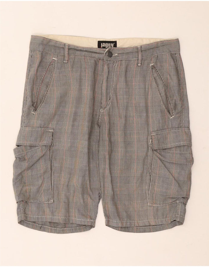 Shorts cargo masculino Jaggy W33 algodão houndstooth cinza médio