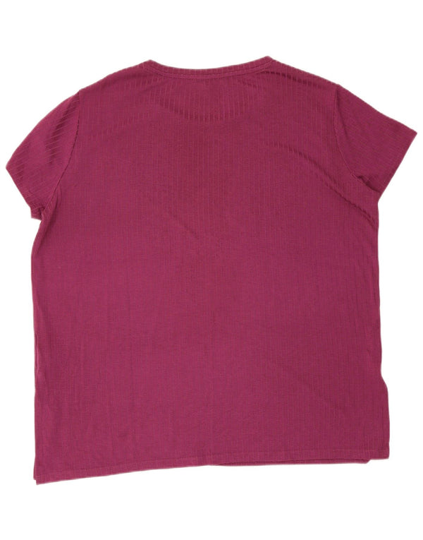 Camiseta feminina Marks & Spencer UK 18 XL roxa listrada viscose