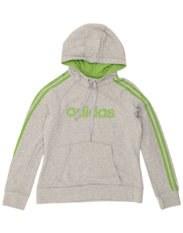 Jumper com capuz gráfico feminino Adidas UK 16 grande algodão cinza
