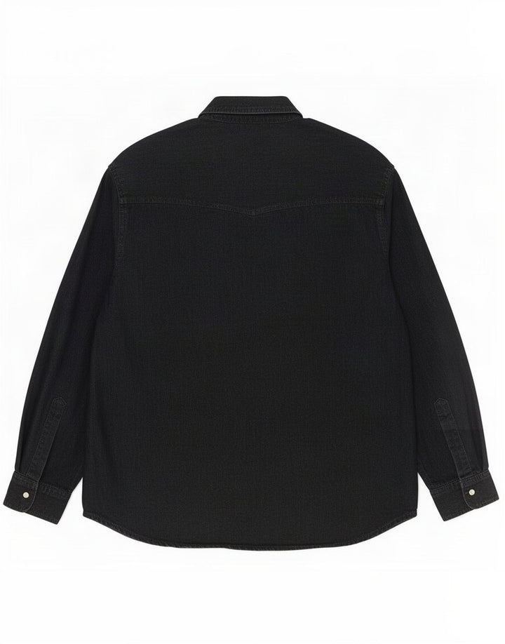 Camisa masculina vintage grande algodão preto