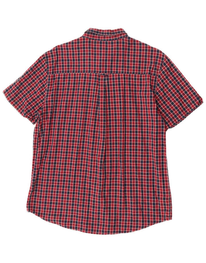 Animal Mens Camisa Manga Curta XL Vermelho Xadrez Algodão