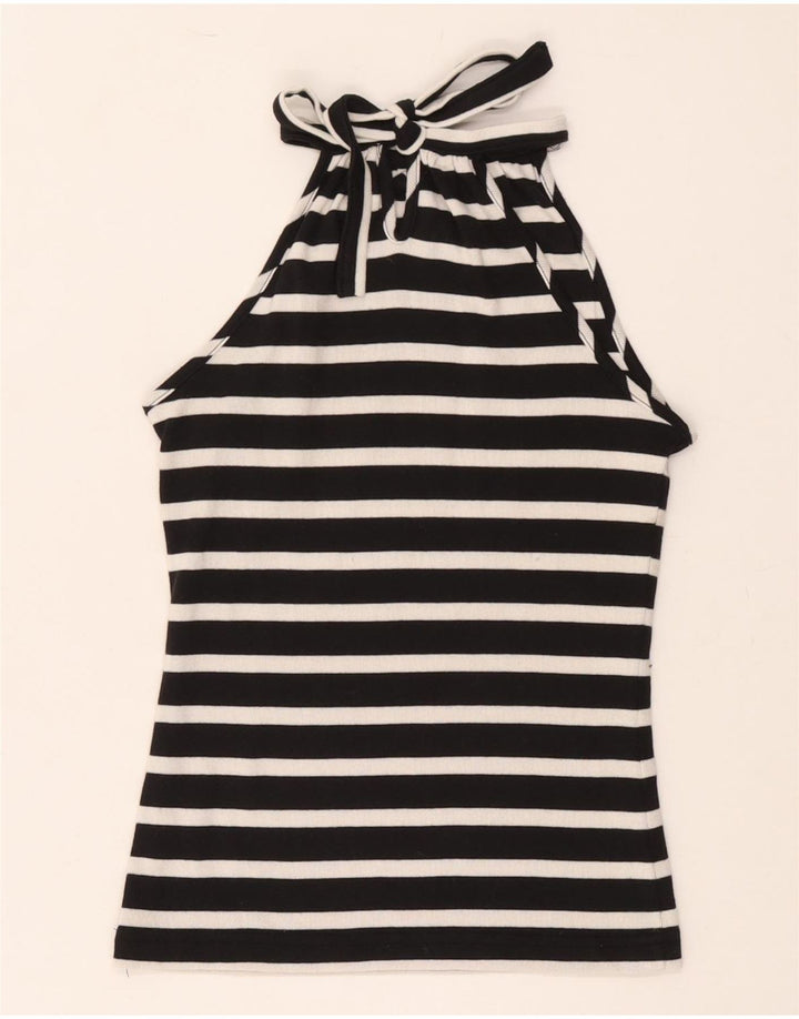 Top cropped feminino Levi's UK 8 pequeno algodão listrado preto
