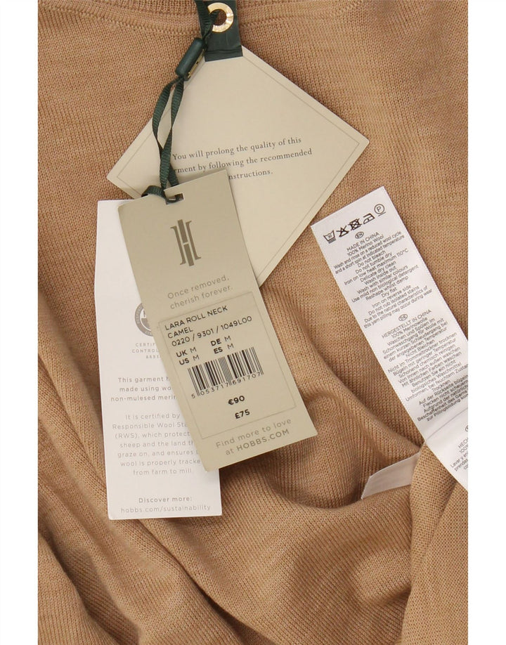 Suéter feminino Hobbs com gola redonda e lã Merino marrom médio UK 14