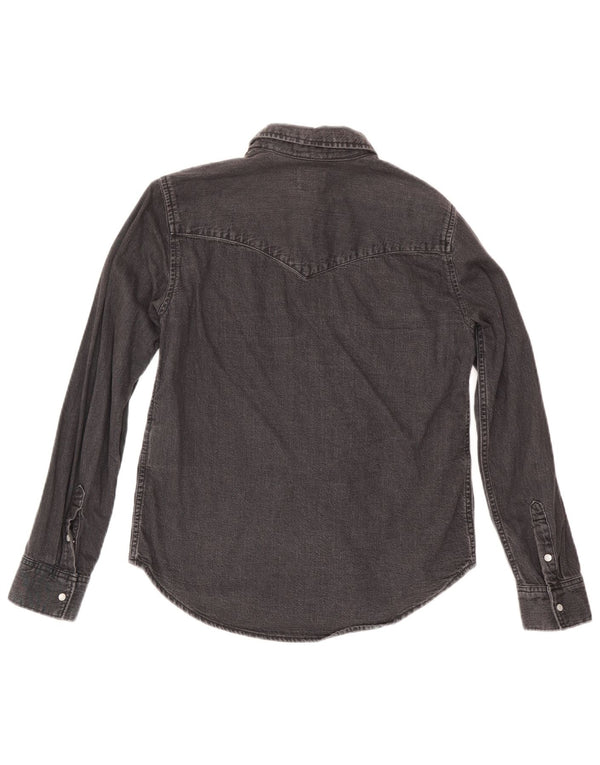 Camisa jeans feminina Levi's UK 10 pequena algodão preto