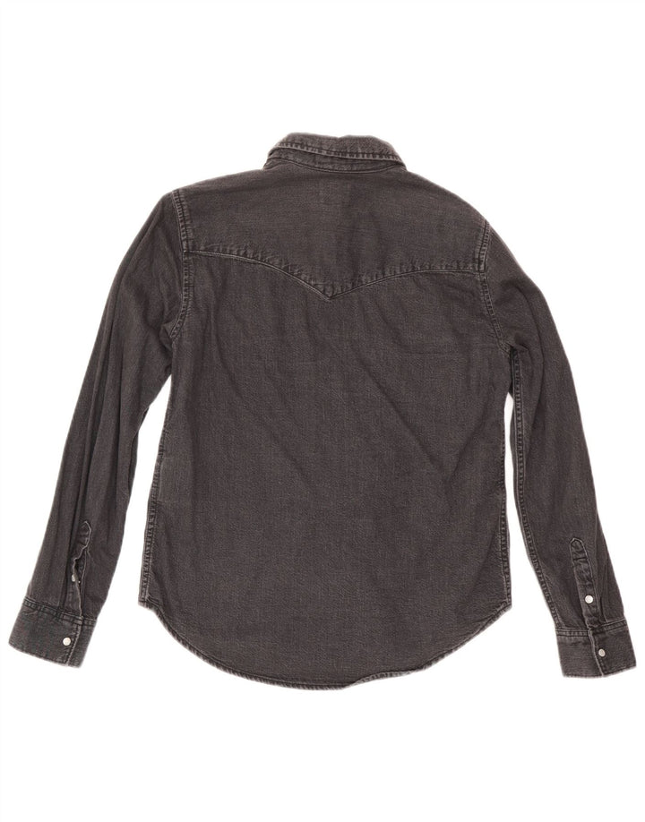 Camisa jeans feminina Levi's UK 10 pequena algodão preto
