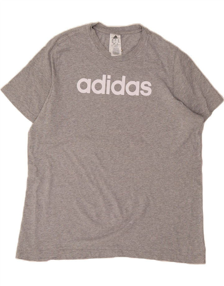 ADIDAS Mens Graphic T-Shirt Top XL Grey Cotton Vintage Adidas and Second-Hand Adidas from Messina Hembry 