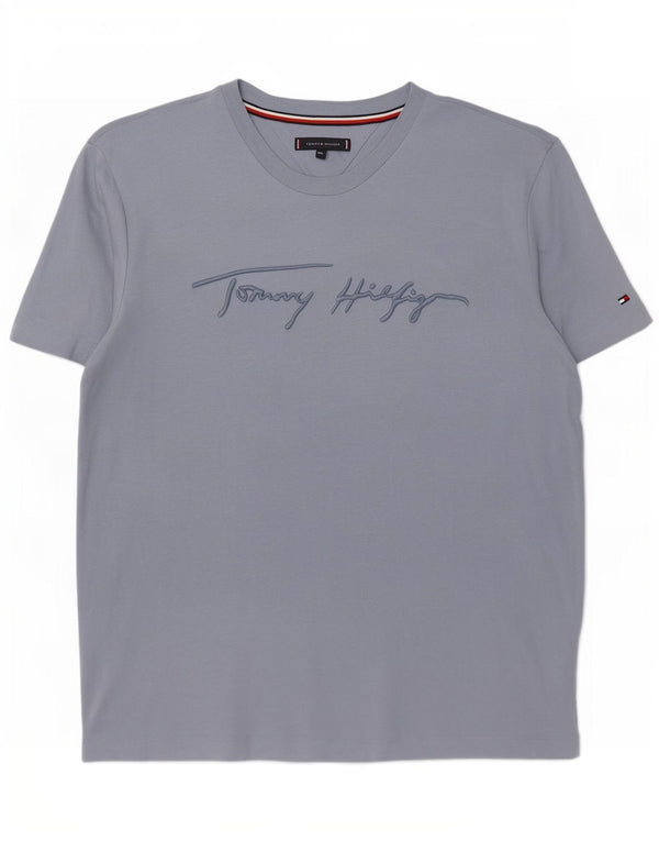 Camiseta gráfica masculina Tommy Hilfiger Top 2XL algodão azul