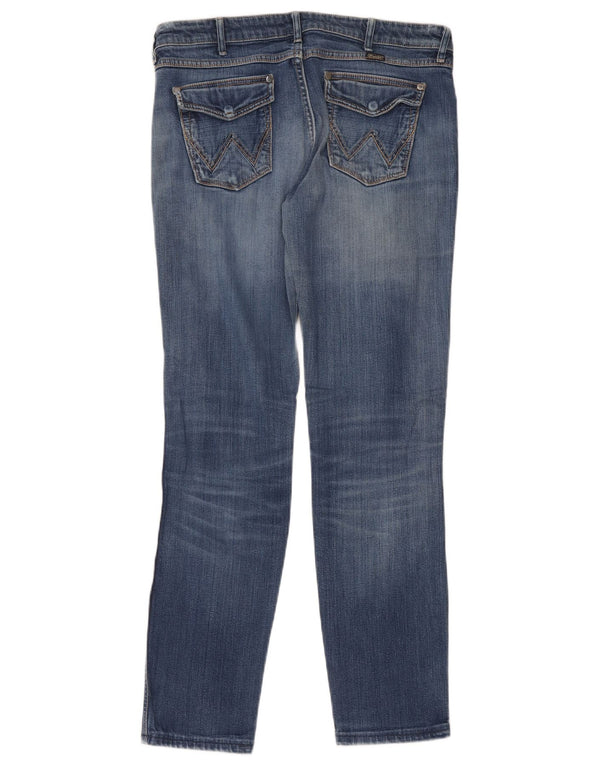 Wrangler feminino Megan Slim Jeans W32 L34 azul algodão