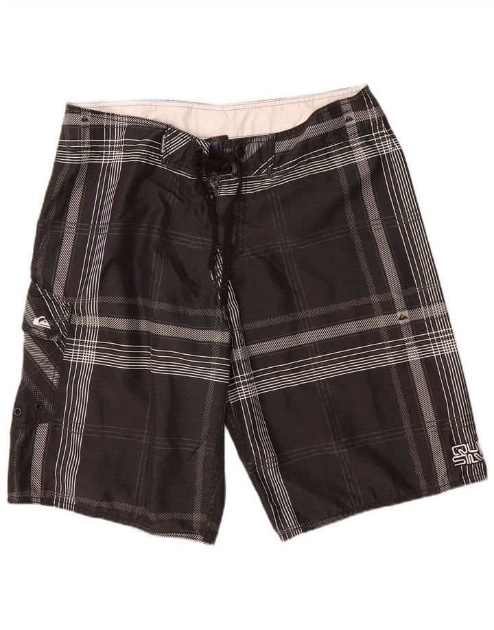 Shorts de natação masculino Quiksilver médio preto xadrez poliéster