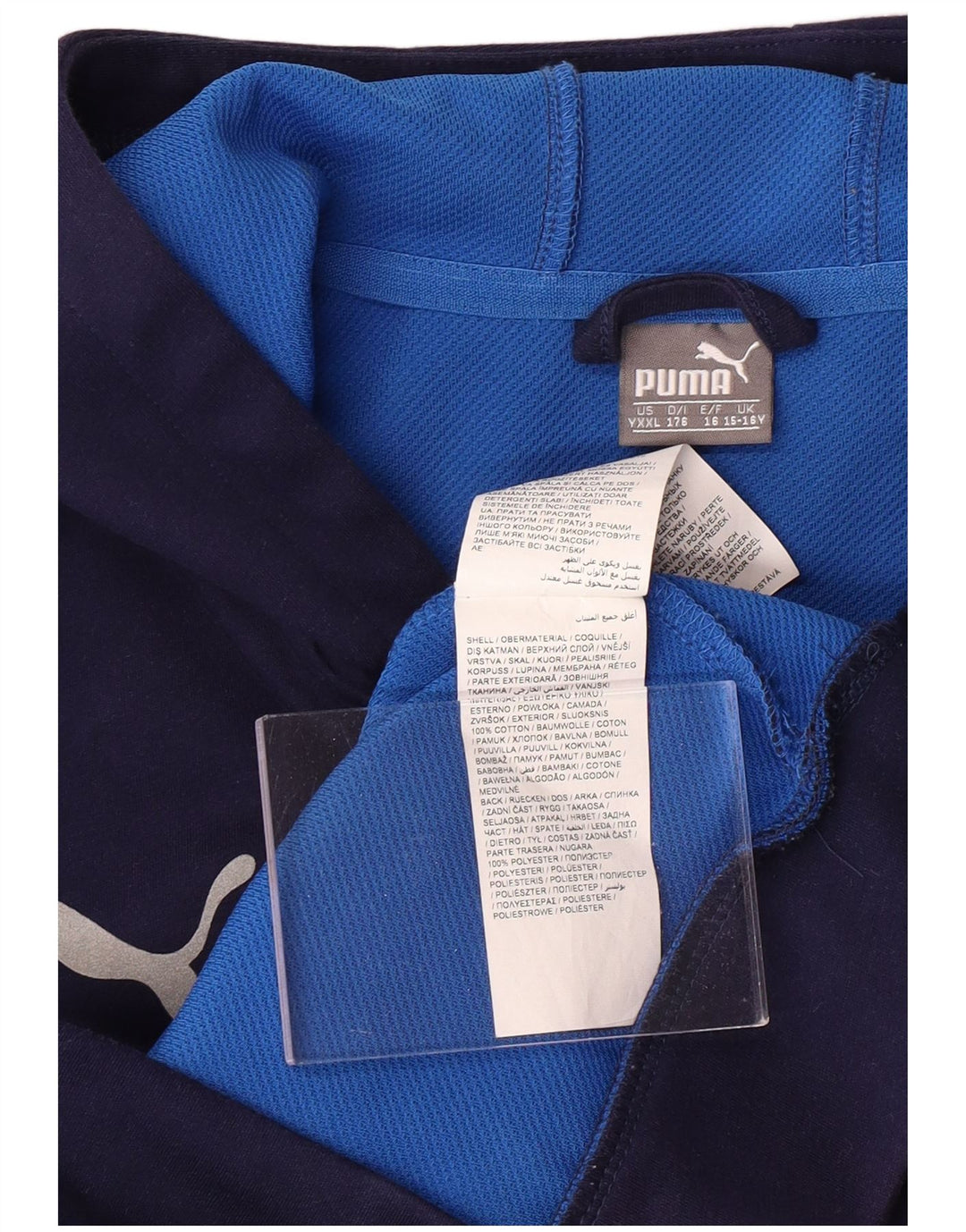 Suéter PUMA Boys Italia Graphic Zip com capuz 15-16 anos algodão azul marinho