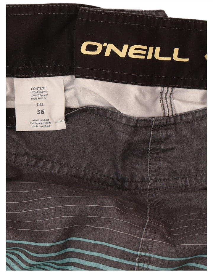 Shorts de natação masculino O'Neill grande poliéster listrado cinza