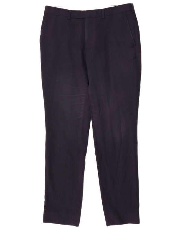 Marks & Spencer Mens Slim Fit Suit Trousers W32 L31 Navy Blue Wool