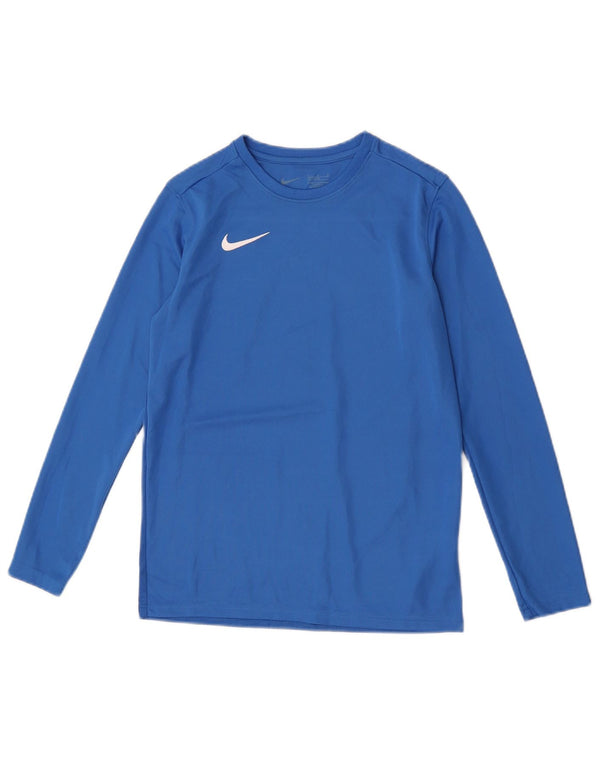 Top Nike Boys Dri Fit manga comprida 12-13 anos grande azul