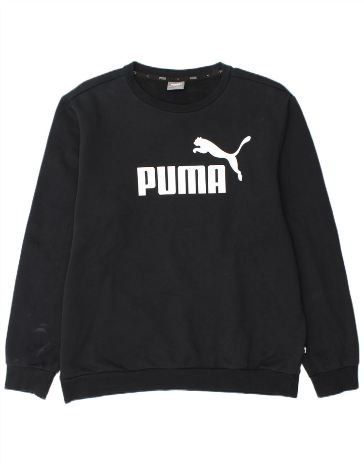 Puma Mens Graphic Moletom Jumper Grande Algodão Preto