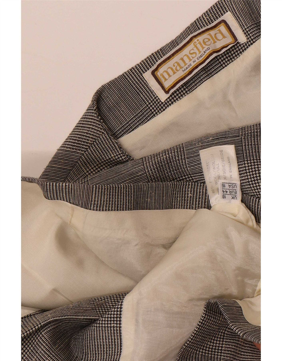 Jaqueta blazer feminina de 6 botões Mansfield UK 18 XL poliéster xadrez cinza