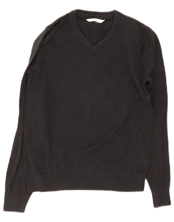 Suéter Marks & Spencer Boys com decote em V 10-11 anos algodão preto