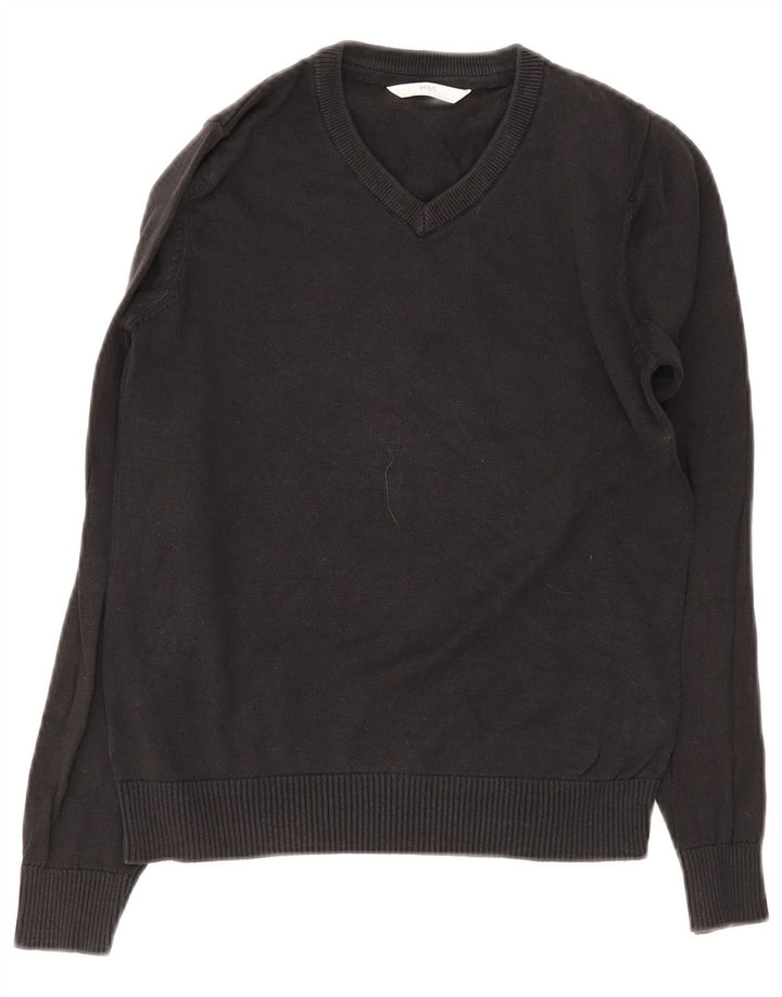 Suéter Marks & Spencer Boys com decote em V 10-11 anos algodão preto