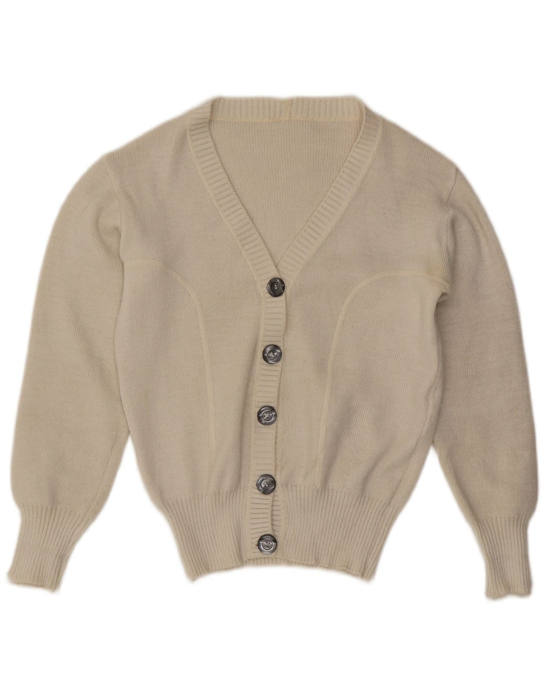 Suéter Cardigan Feminino Vintage UK 12 Médio Off White