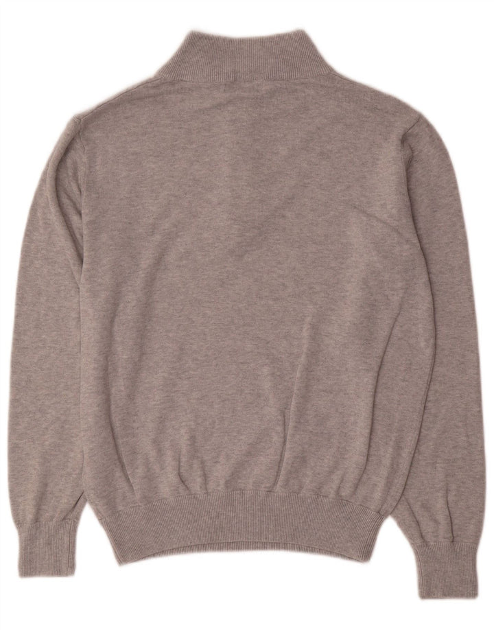 Suéter masculino Calvin Klein com zíper e gola em algodão cinza médio