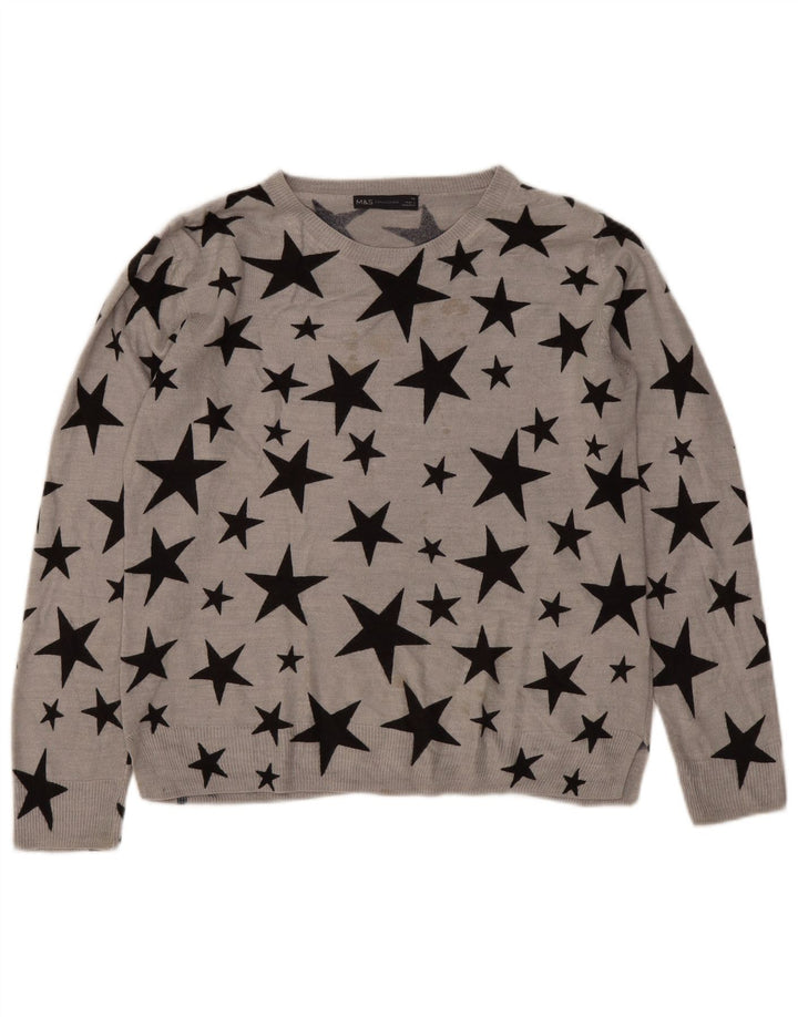 Suéter feminino Marks & Spencer com gola canoa Reino Unido 14 grande cinza