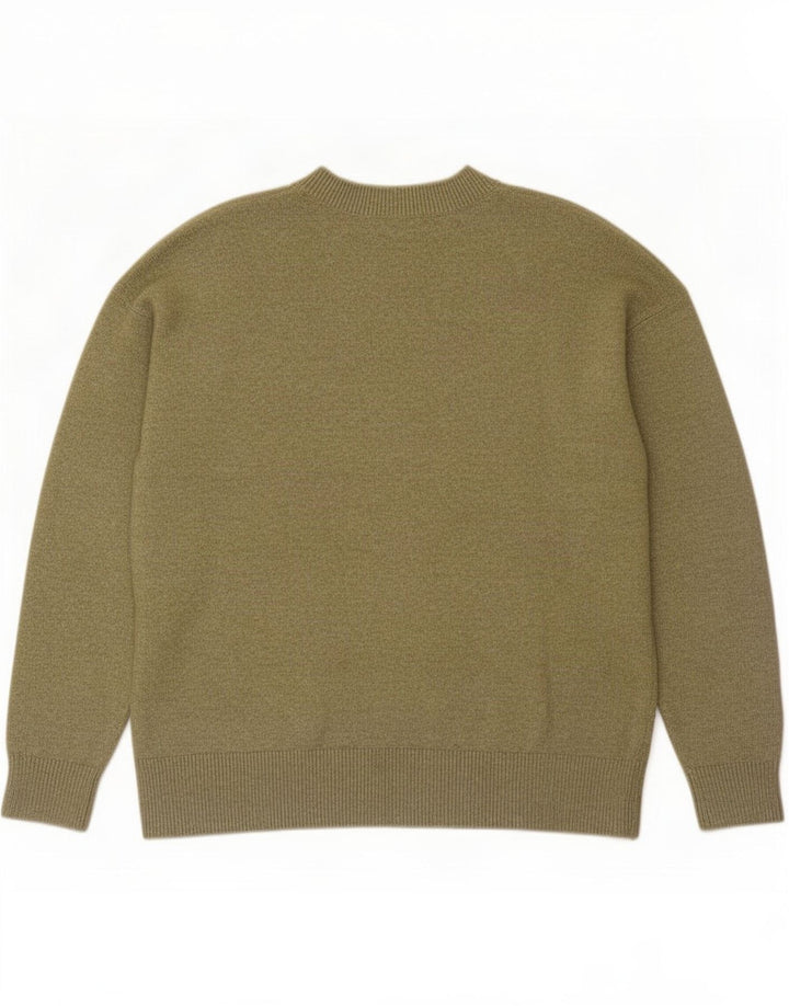 Suéter masculino Marks & Spencer com decote em V, poliéster verde médio