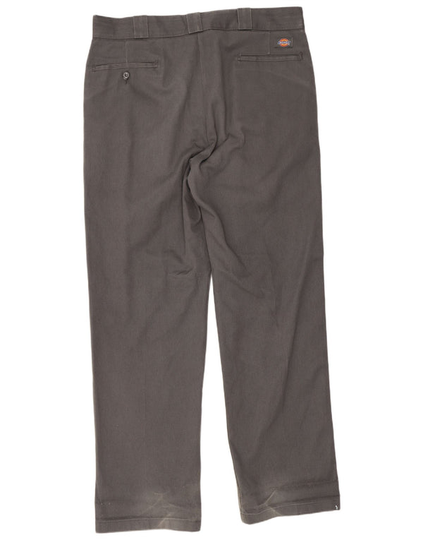 Calças Dickies masculinas retas Chino W36 L32 poliéster cinza
