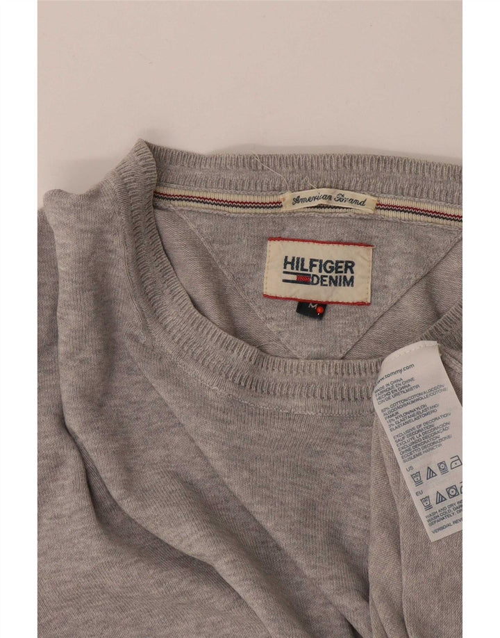 Suéter masculino Tommy Hilfiger com gola redonda e algodão cinza médio