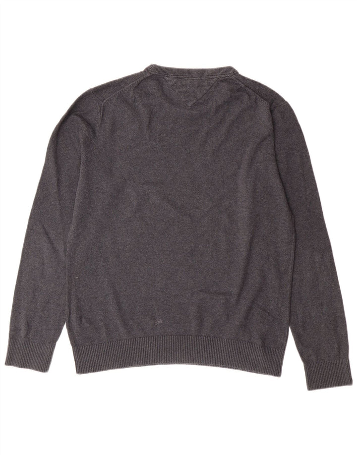 Suéter masculino TOMMY HILFIGER com gola redonda e algodão cinza médio