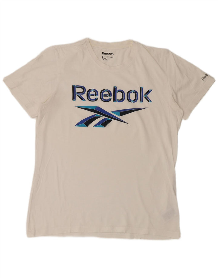 Camiseta masculina gráfica REEBOK grande algodão branco