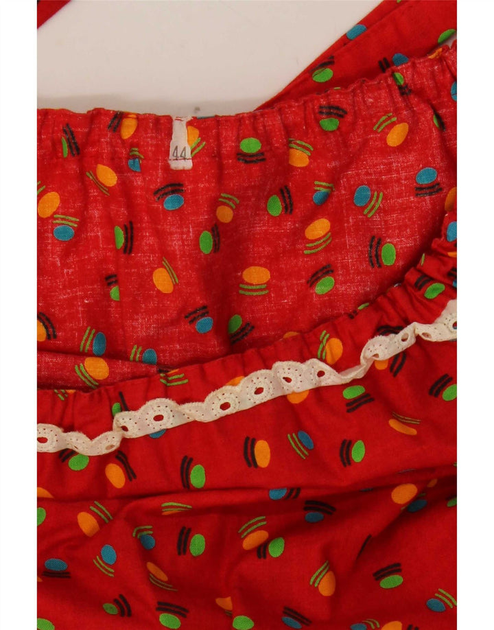 Vestido feminino vintage com padrão abstrato deslizante IT 44 vermelho médio