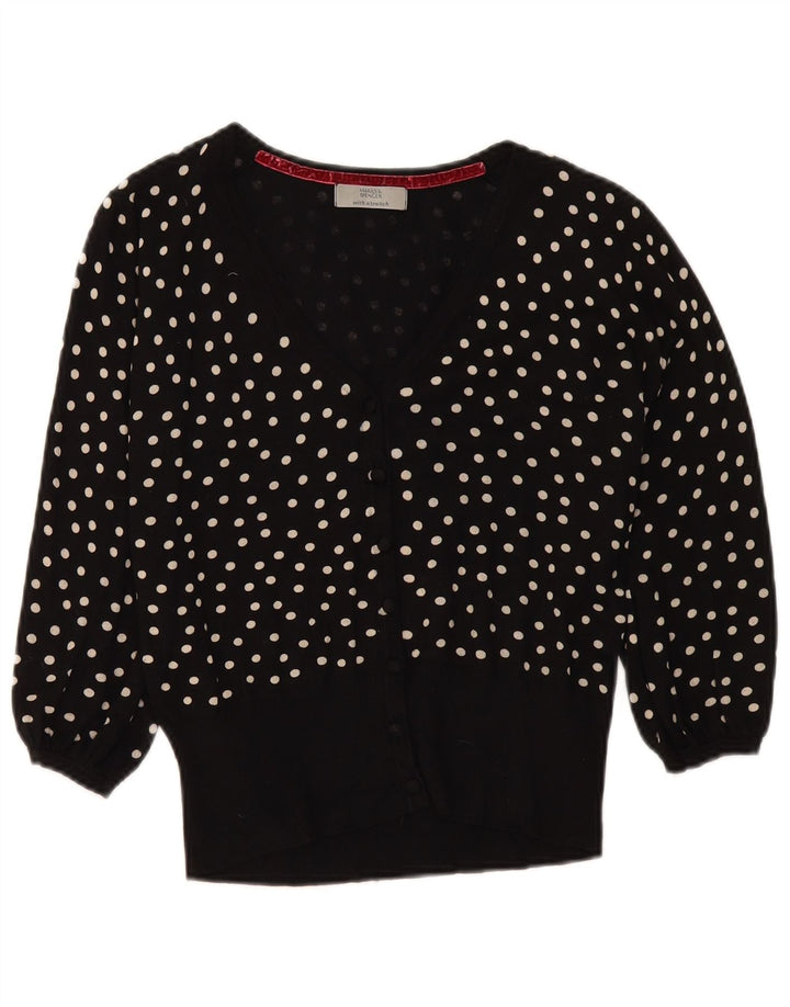 Suéter cardigã feminino Marks & Spencer Reino Unido 14 médio preto manchado