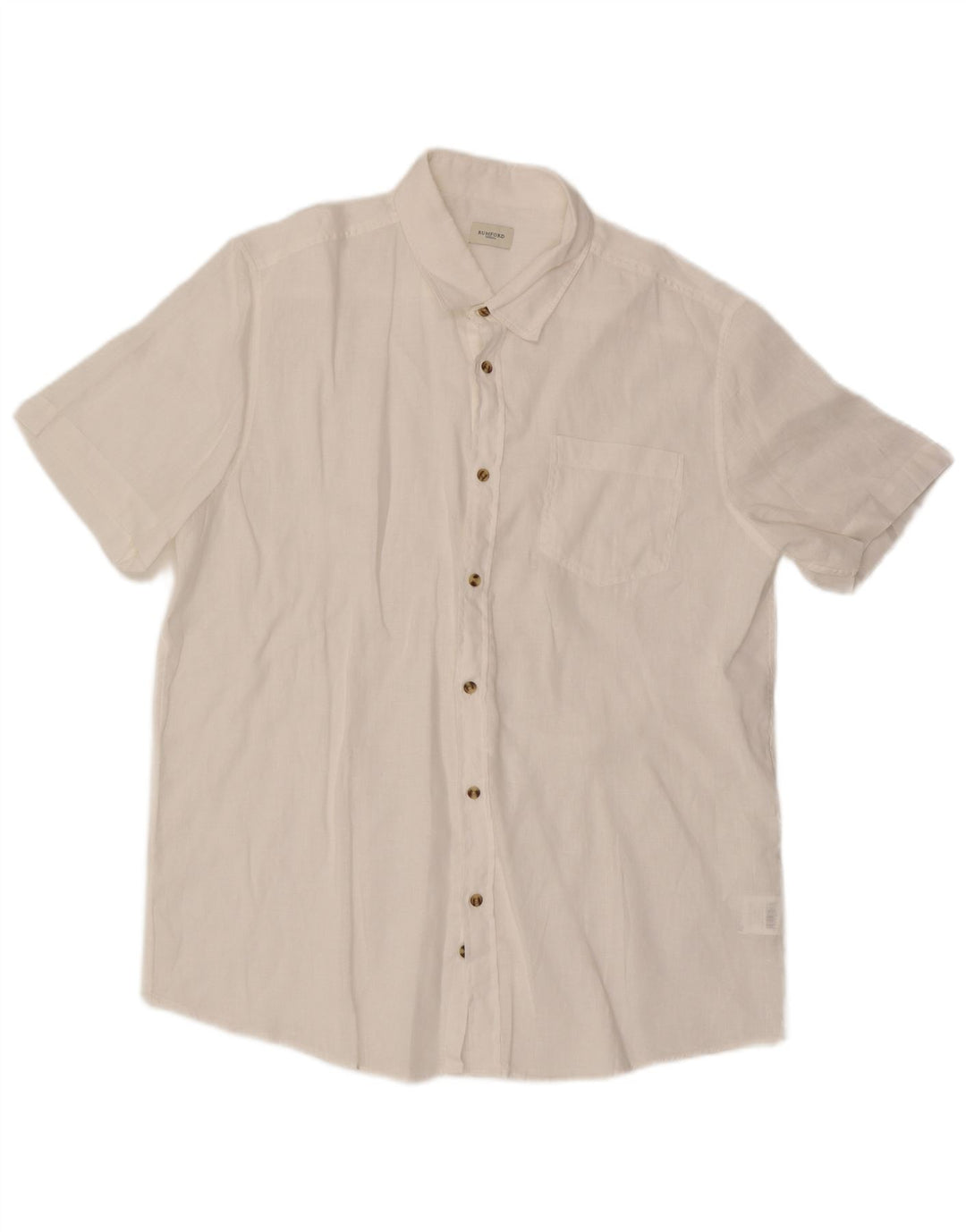 Camisa masculina vintage de manga curta XL linho branco