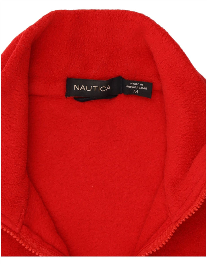 Suéter de lã masculino NAUTICA com zíper e gola média em bloco vermelho