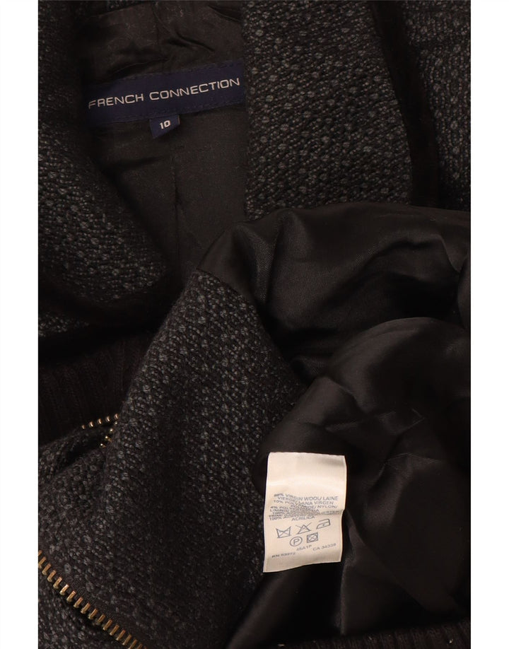 Jaqueta Bomber Feminina French Connection Loose Fit UK 10 Pequena Cinza Geométrica