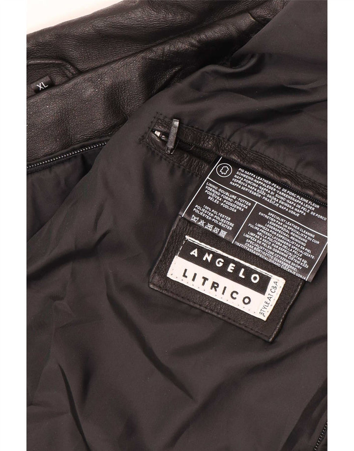 Jaqueta de couro masculina Angelo Litrico UK 42 XL preta