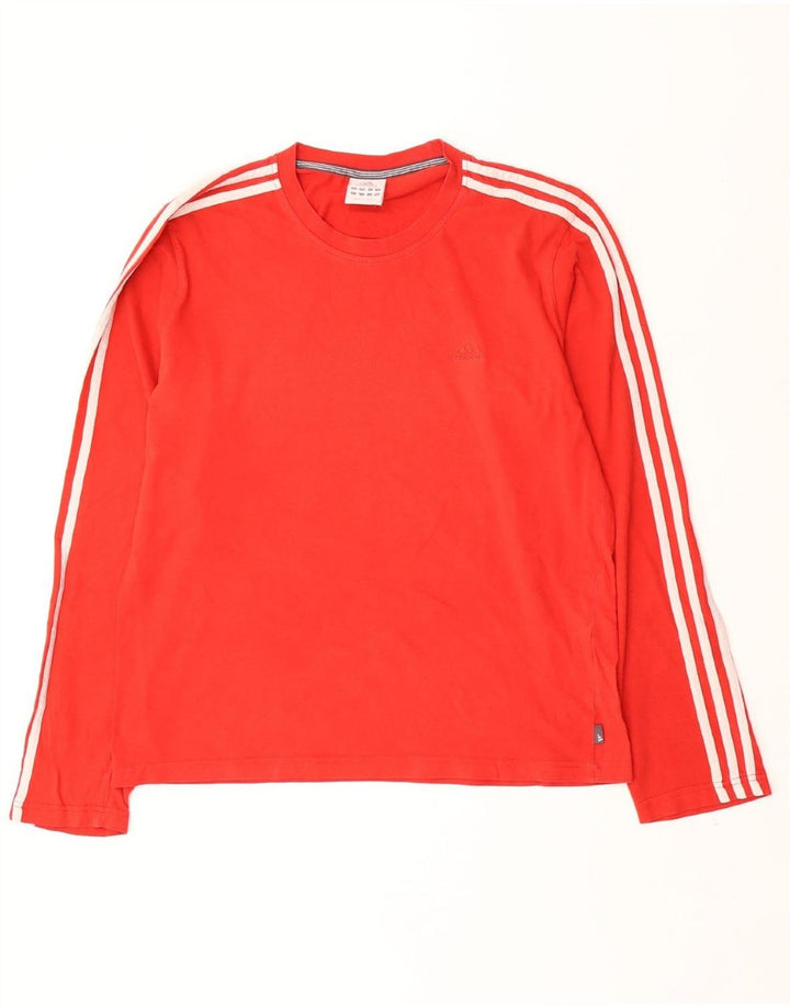 ADIDAS Mens Top Manga Longa Grande Algodão Vermelho