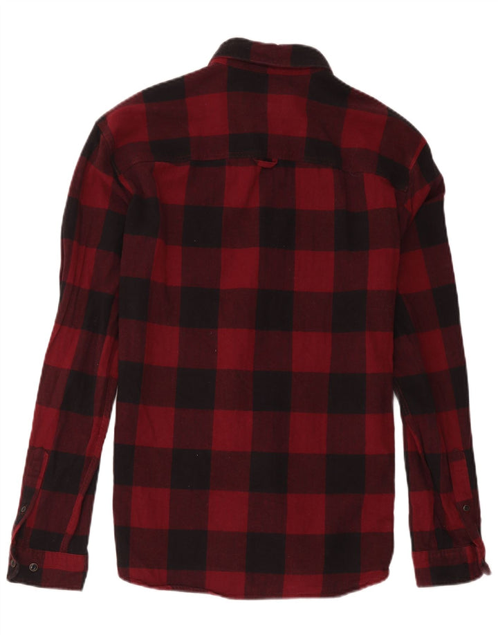 Camisa masculina de flanela Jack & Jones de algodão xadrez vermelho médio